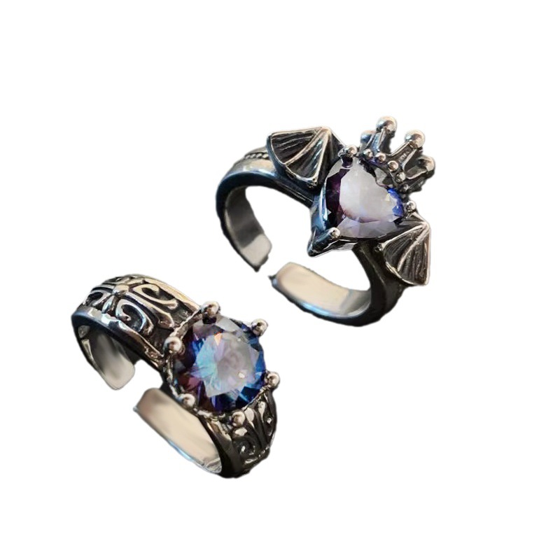 Japanese and Korean unique Crusader flower open ring for women, retro and fashionable style ring, trendy ins cold style index finger ring Item Picture
