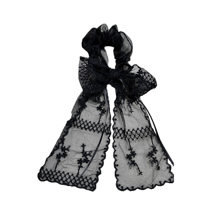 A new semi-tied hair tie accessory with super fairy lace, bow and ribbon, and a sweet and elegant style for young girls Item Picture
