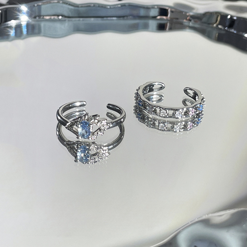 A unique blue zircon eye opening ring with a light luxury and niche design sense, a sophisticated and fashionable ring with a cold and elegant style for women Application Scenario