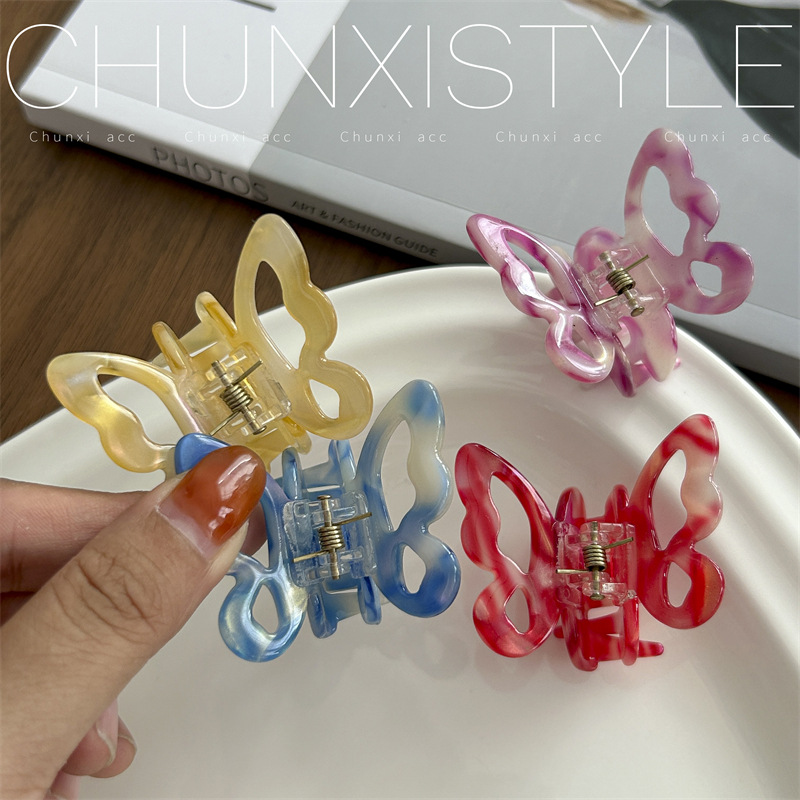Textured acetic acid butterfly clip, semi-tied hair clip, back of the head clip, headwear, hair clip, gentle and elegant, shark clip for women Specification drawing