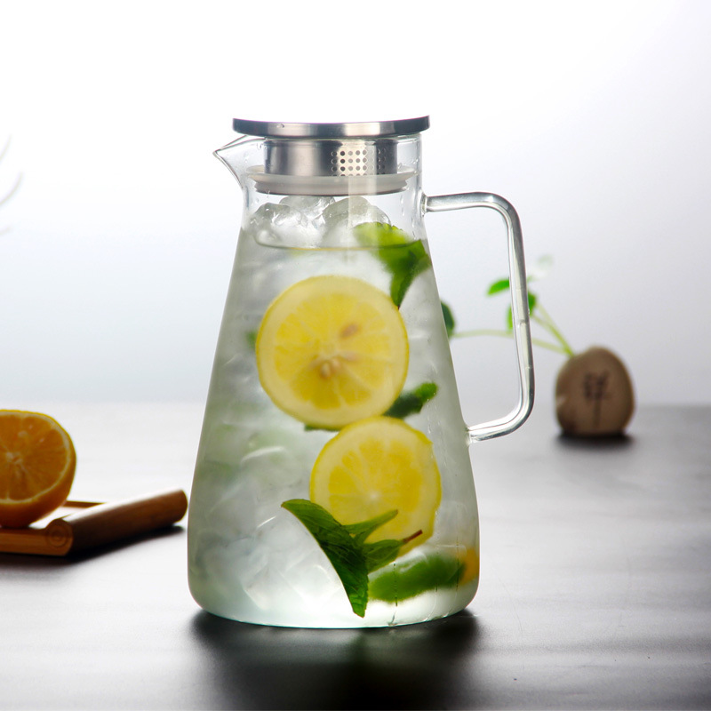 Factory wholesale thickened high borosilicate glass cold water kettles, modern and simple, matte, large-capacity flower tea cold water kettles full figure