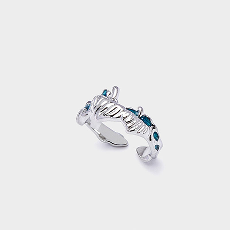 Irregular-textured blue drip glaze open ring for women's ins, a niche, light luxury, trendy and high-end personalized ring Specification drawing