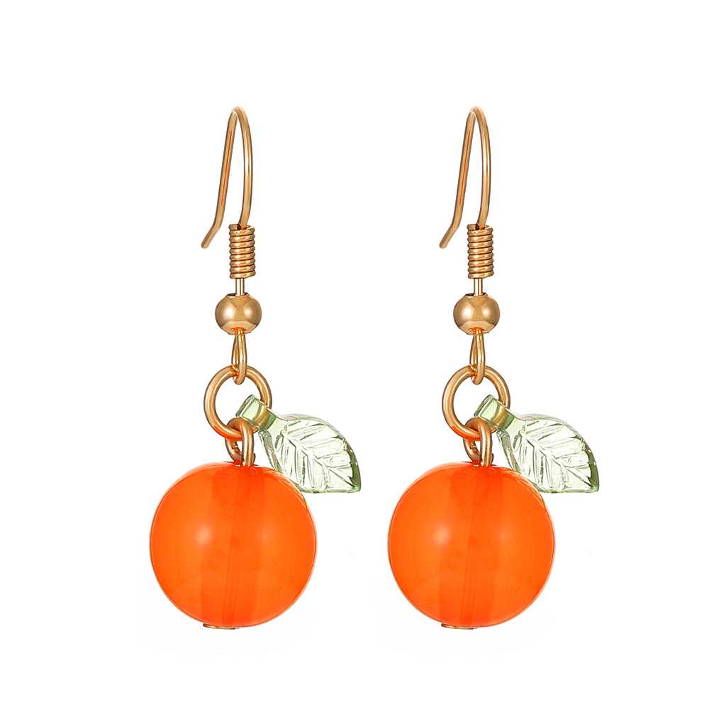 European and American Instagram creative orange fruit earrings, Japanese and Korean fashionable niche design kumquat earrings, sweet earrings for women Item Picture