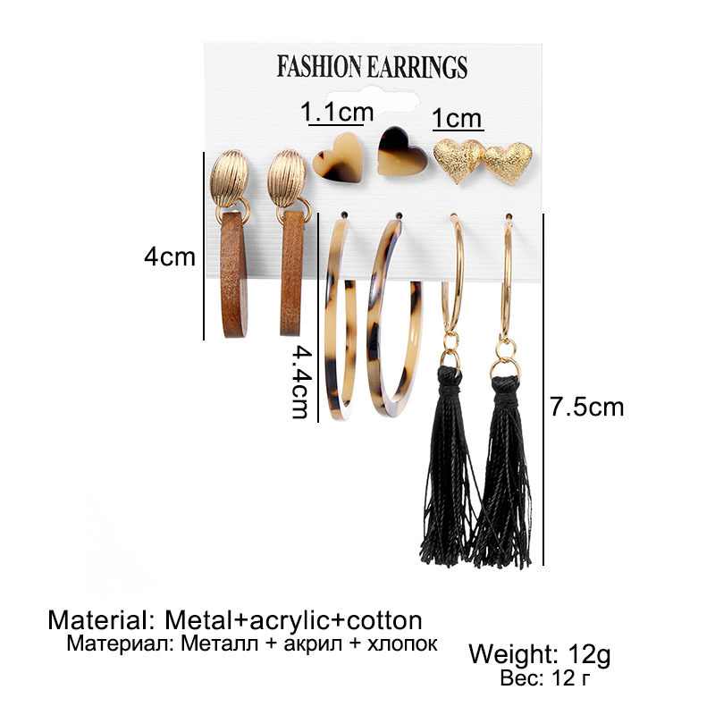 A new cross-border earring set from the Korean jewelry industry, featuring a fashionable, simple and retro acrylic tassel pearl earring set Item Picture