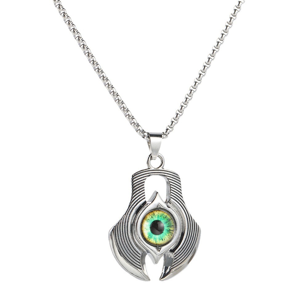 New European and American retro Devil's Eye necklace, unique and powerful blue eye Evil hand pendant sweater chain wholesale Item Picture