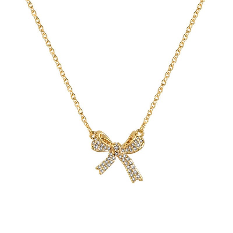 Sweet bow titanium steel necklace, women's light luxury, niche design sense, high-end collarbone chain, versatile neck chain accessory for Internet celebrities Item Picture