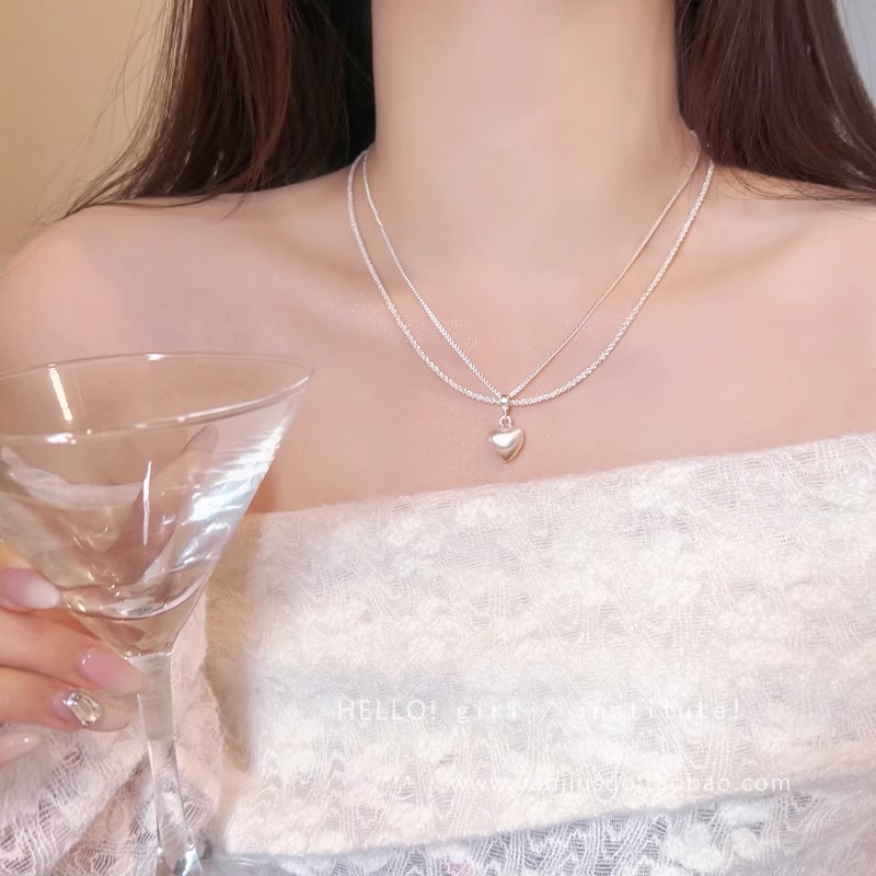 Sparkling heart-shaped pendant necklace for women, a high-end, light luxury, niche and exquisite necklace, versatile and elegant collarbone chain Specification drawing