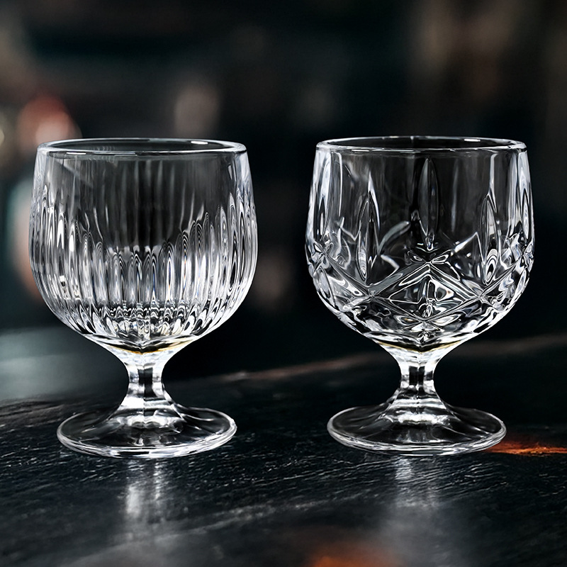 Crystal glass brandy glass, thickened foreign wine glass, home short-legged creative wine ware, European high-legged whisky wine glass full figure