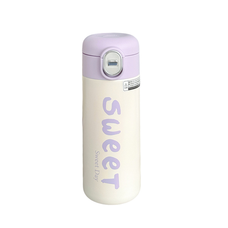 Youman Letter Bouncing Children's Insulated Cup, Girls' High School appearance Level Stainless steel insulated Water Cup, Student Mini Travel Cup Item Picture