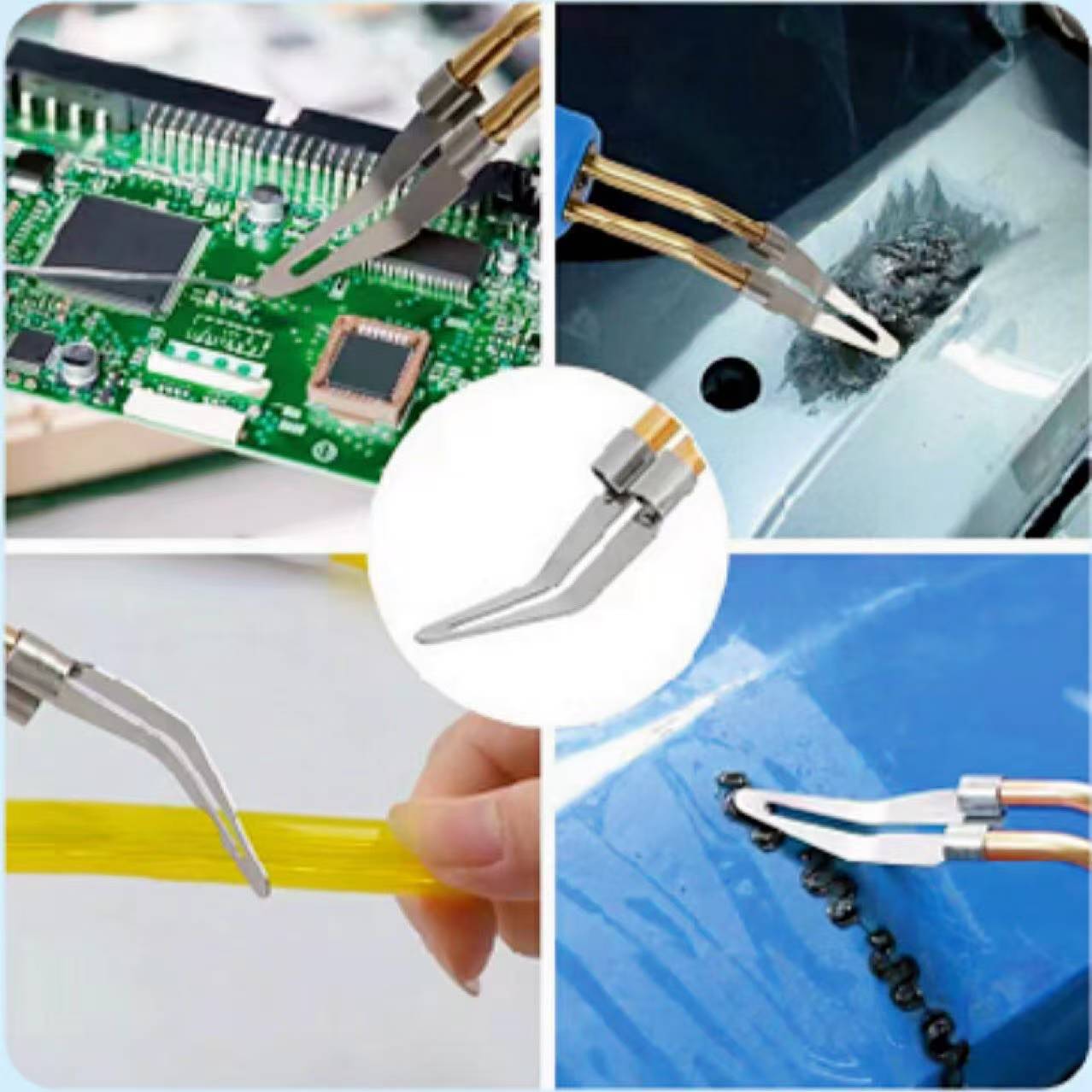 Triangular flat head electric welding joint accessories, machine accessories, welding nails, triangular heating, smoothing head, smoothing knife, right-angle and curved corners Specification drawing