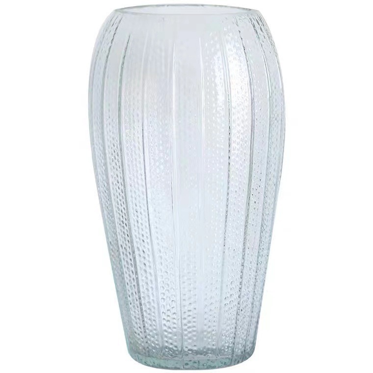 Nordic glacier patterned glass Ins-style vase, living room decoration, fresh dried flower arrangement, hydroponic transparent flower vase Item Picture