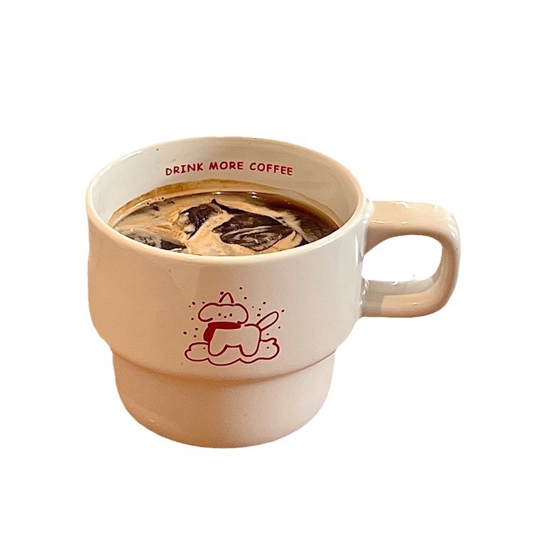Bolimei Ins-style cute puppy ceramic cups, mugs, breakfast milk cups, couple coffee cups, gift water cups Item Picture