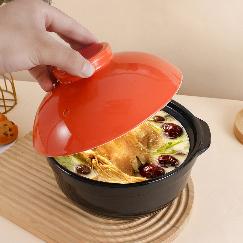 Household soup pot, lithium porcelain high-temperature resistant stewing pot, old-fashioned soup pot, gas stove model, large-capacity soup pot, gift wholesale details Picture