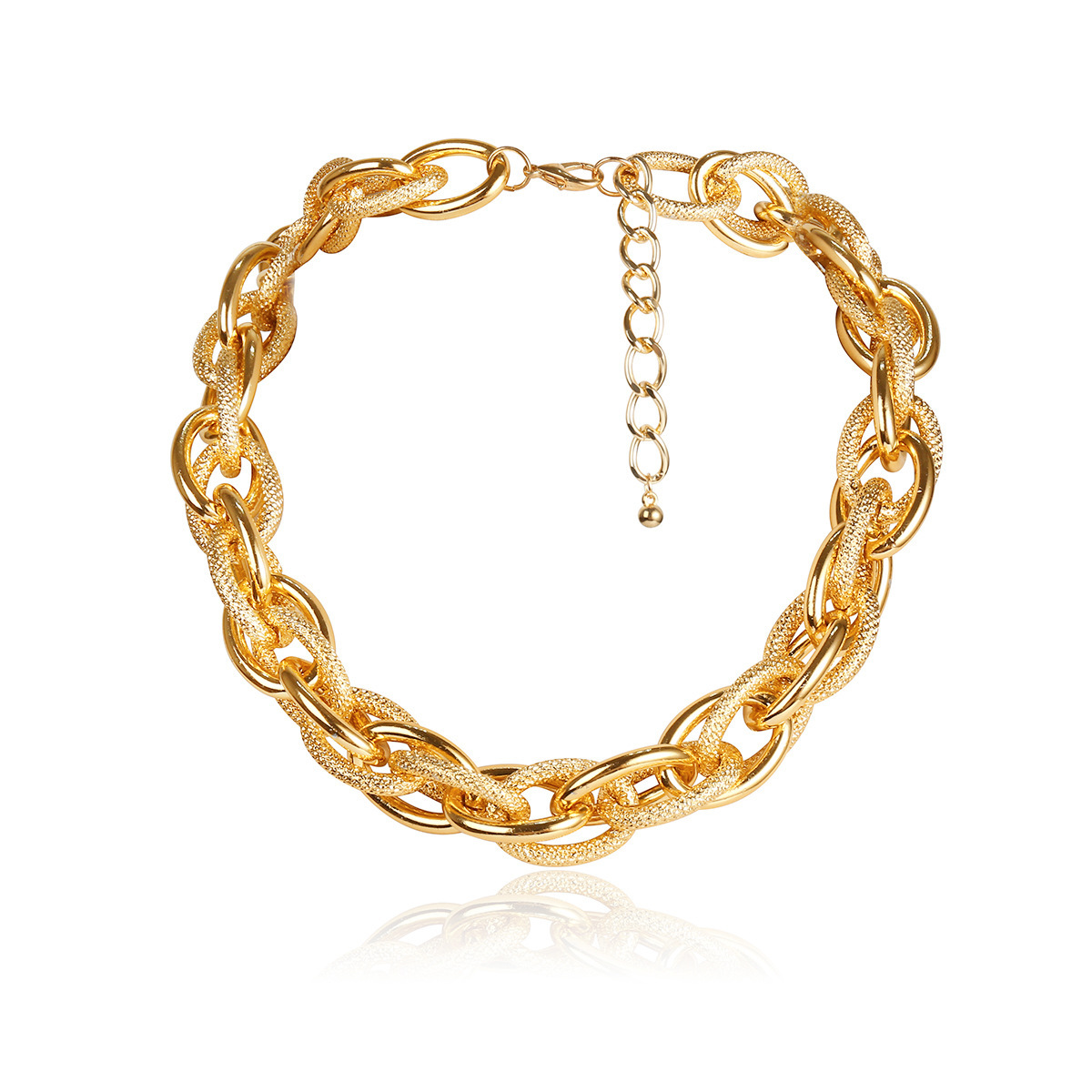 European and American cross-border accessories, hip-hop punk style exaggerated necklace, trendy women's street style threaded chain necklace and bracelet Item Picture