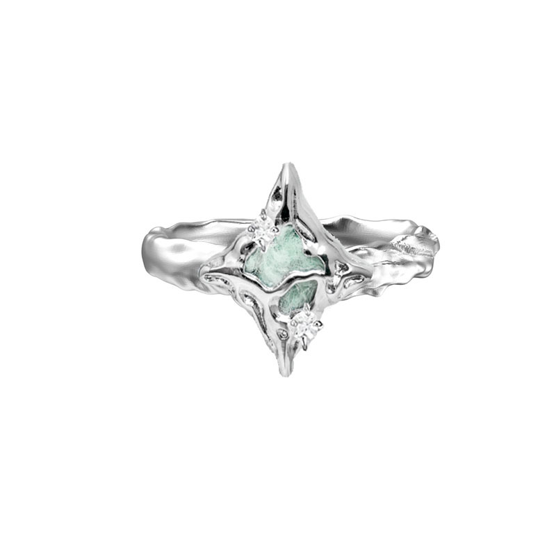A high-end, light luxury, individual glazed open ring for women, a niche design, a cold style, and a high-end zircon fashion ring Item Picture