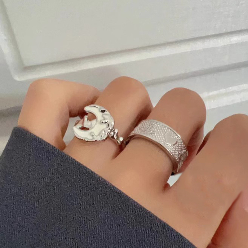 The ring, moon drop glaze, light luxury, ins, cold style, niche design, high-end, open ring, adjustable ring trend details Picture
