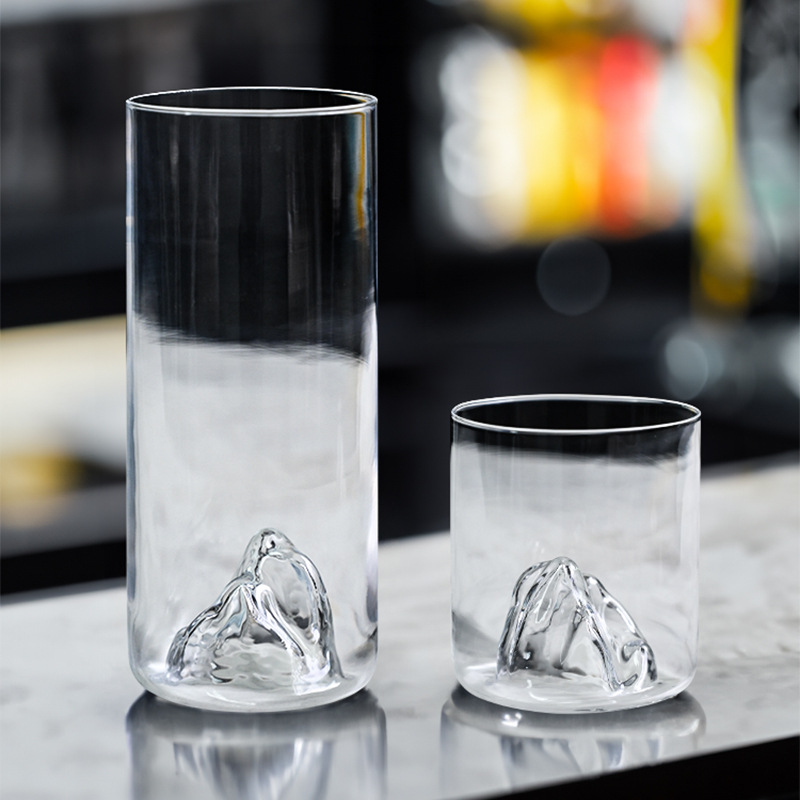 Retro high borosilicate glass cups, Mount Fuji cups, mountain and river viewing cups, drinking cups, heat-resistant tea brewing cups, master cups, creative designs full figure