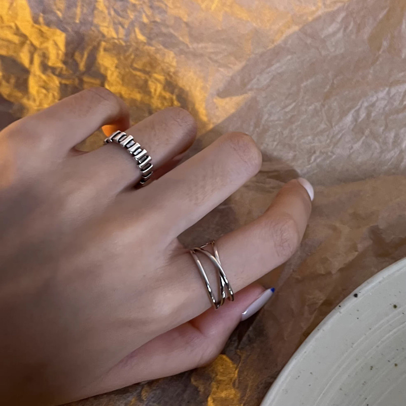 Simple and retro, versatile open ring, women's personality and temperament, niche design sense, ins cold style food ring, trendy and cool Specification drawing