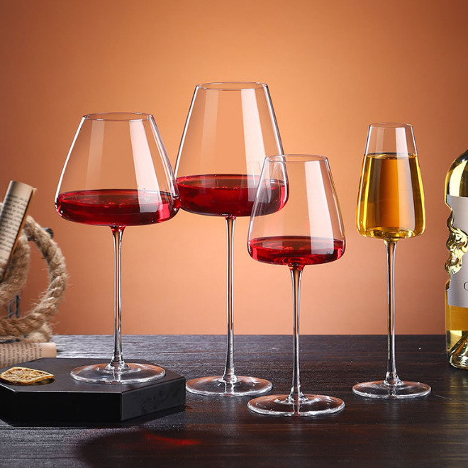 ins style large Burgundy concave bottom red wine glass, household crystal glass large belly high appearance level grape highball glass full figure