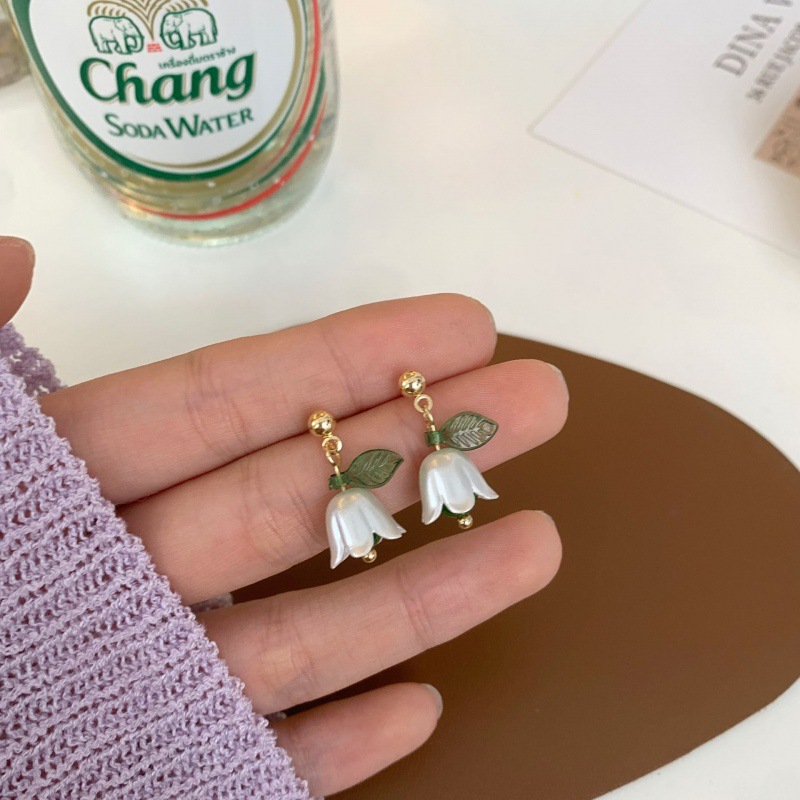S925 Silver Needle Lily of the Valley Ear Stud Foresty-style country Style Earrings, new Spring 2025 sweet ear clip earrings full figure