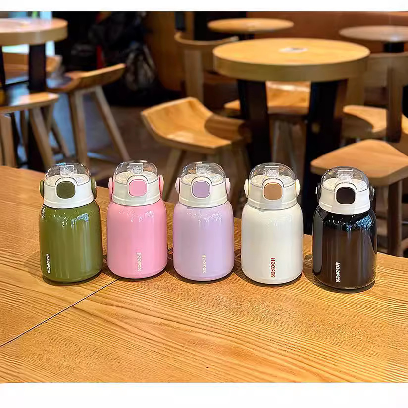 New 316 stainless steel insulated cups, cute girls, portable straw, large-belted water cups, student and children's cups wholesale details Picture