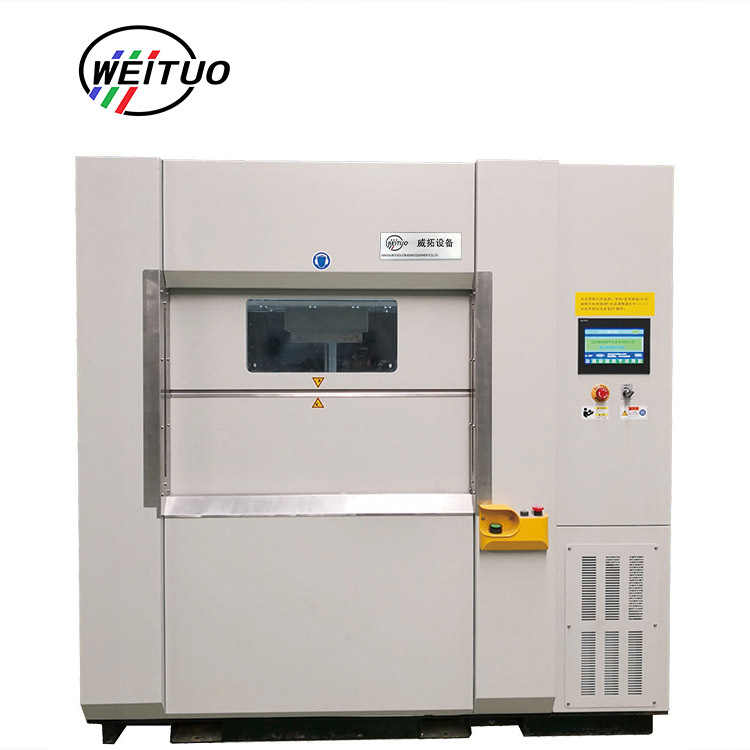The Weituo VW350 linear vibration friction welding machine is used to weld the oil pot cover of a handheld lawn mower full figure