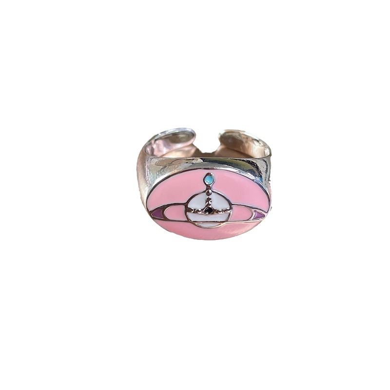 Enamel drop glaze Empress Dowager ring, a niche design for women, popular index finger ring, cute best friend couple adjustable ring Item Picture