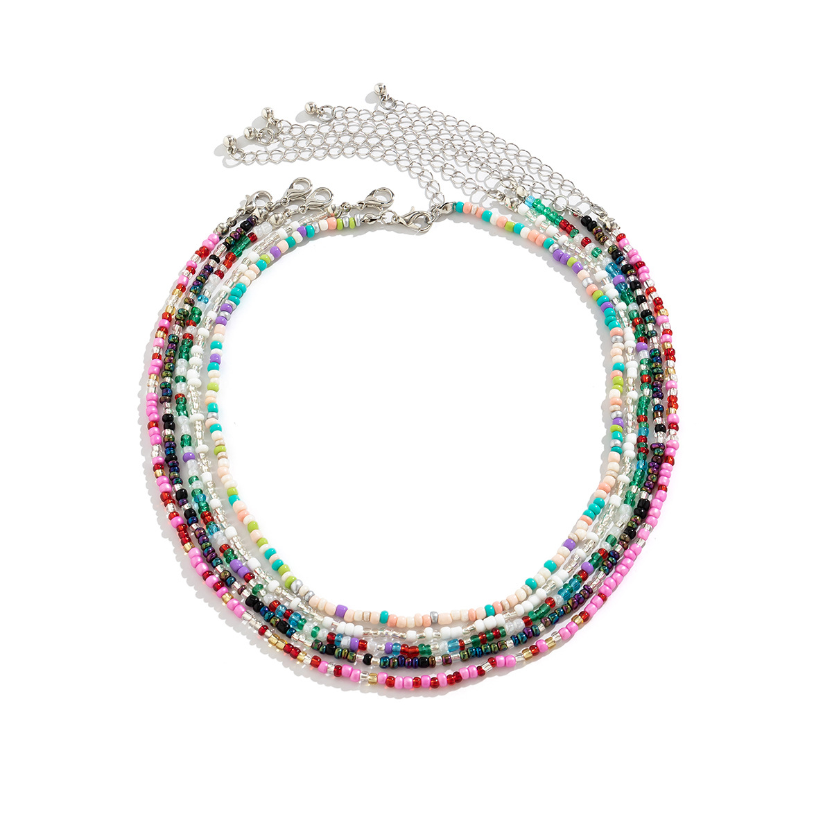 European and American cross-border jewelry, summer pastoral beaded short collarbone chain, sweet and simple vacation style rice bead necklace Item Picture