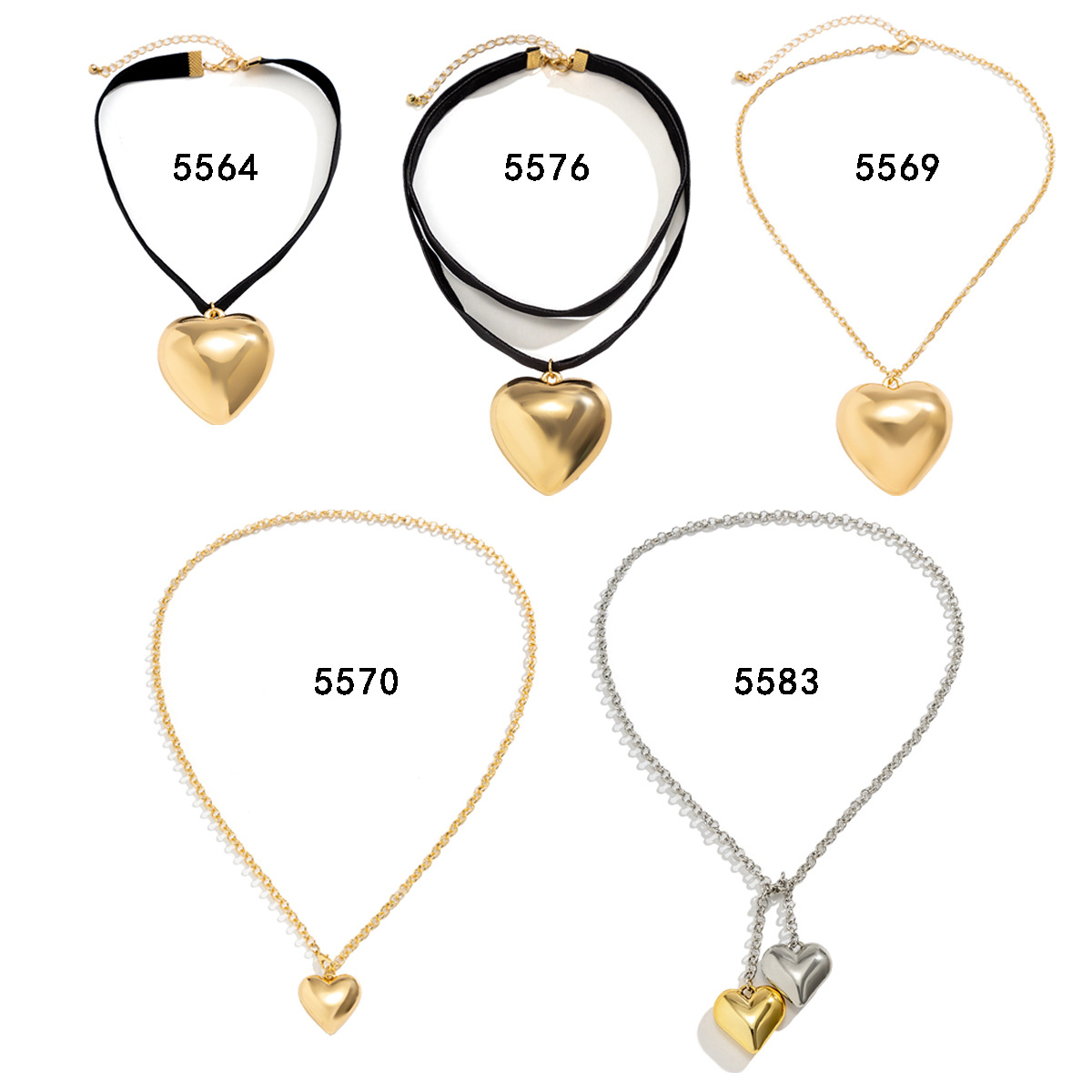 European and American cross-border jewelry, simple chain heart choker collarbone chain, French sweet and cool, niche heart-shaped necklace for women Item Picture
