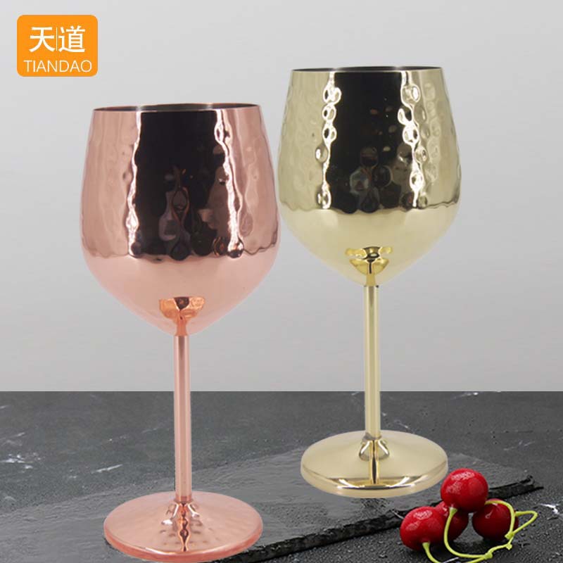 Cross-border best-selling stainless steel wine glasses, bar hammer goblets, metal cocktail champagne glasses, and durable wine glasses full figure