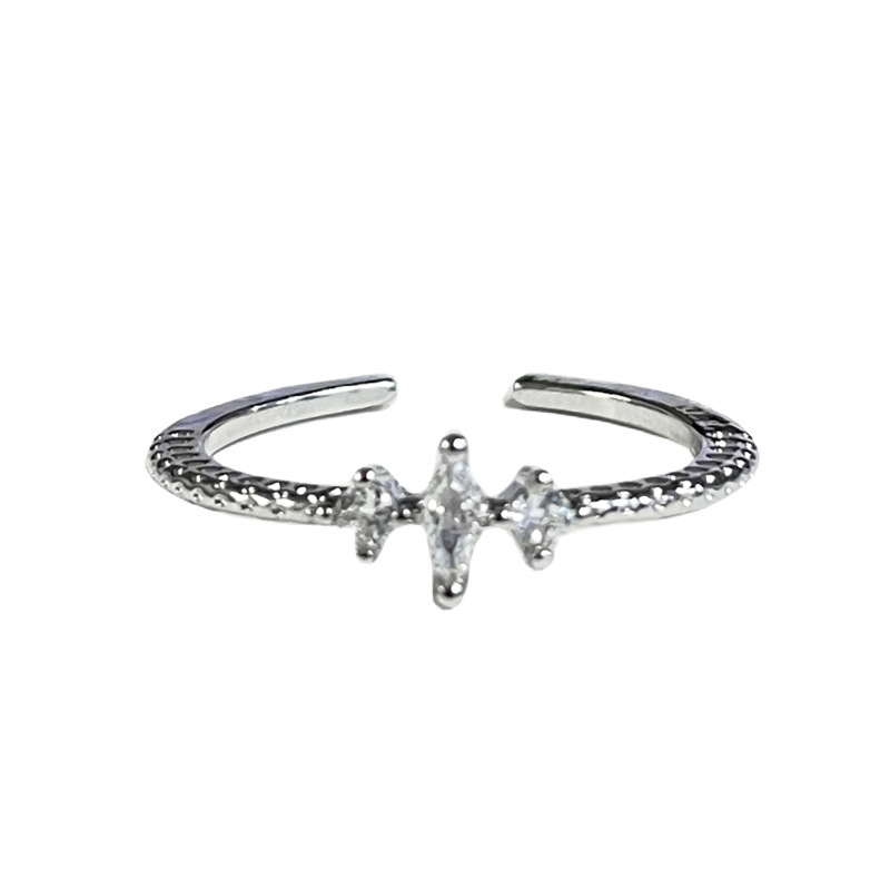 The ring is a niche design for women, with a simple and individual style. It features a fine circle of zircon with an open ring, exuding a cold and elegant vibe. It is a trendy index finger ring with a layered design Item Picture