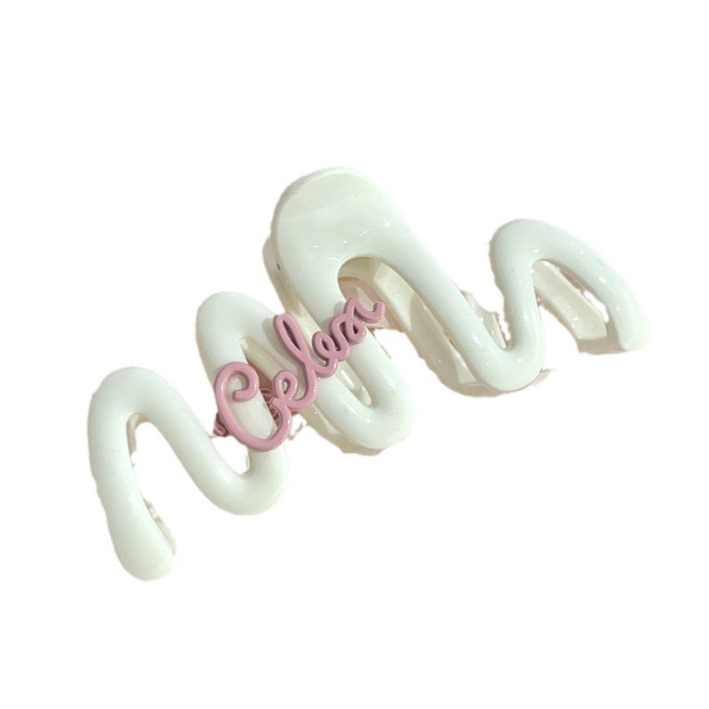 Sweet and cool Barbie wavy line hair clips, large acrylic updo hair clips, letter hair clips, high-end shark clips Item Picture