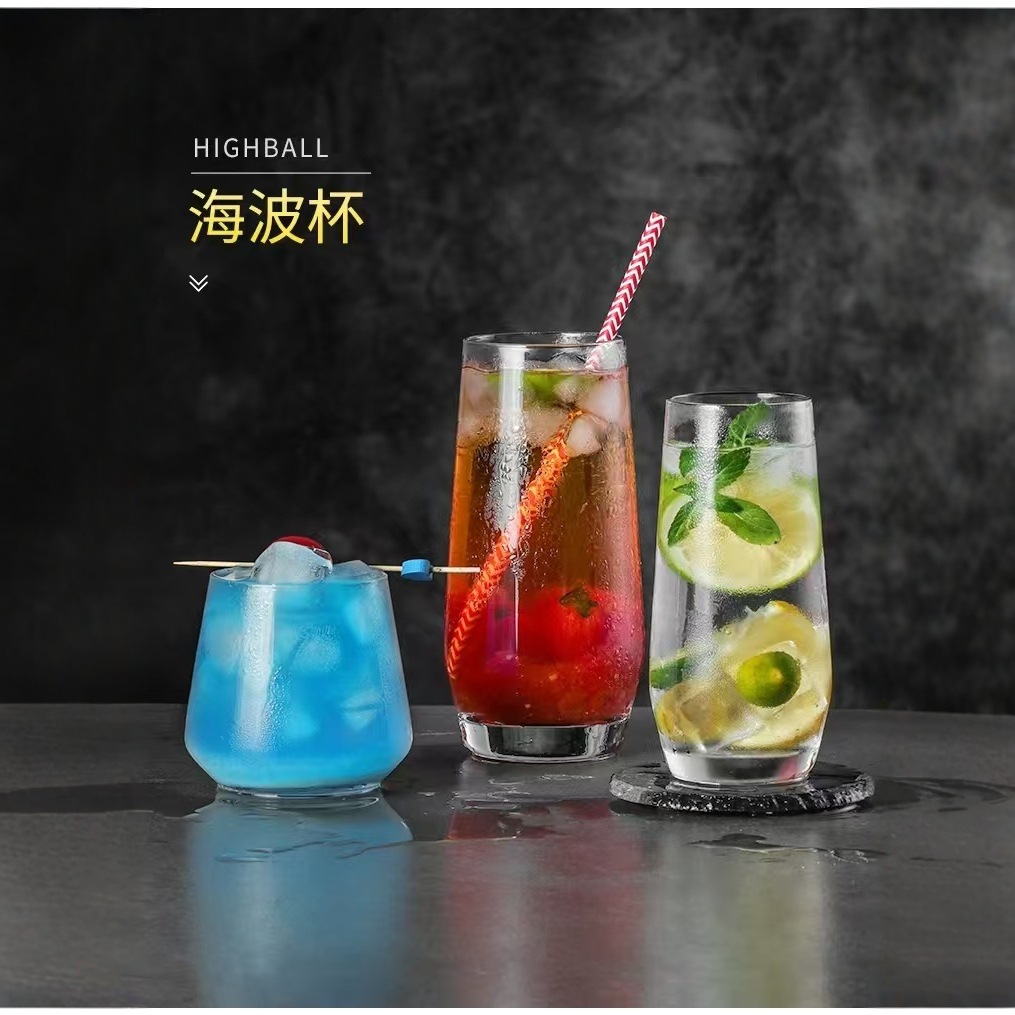 Cocktail cups, bar Collins cups, juice drink cups, milk breakfast cups, mojito cups, mixing glasses, glass water cups Specification drawing