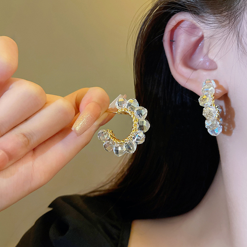 925 Silver Needle Light Luxury Exquisite Zircon C-shaped earrings, a cold and aloof style for women, with a high-end design sense and elegant temperament. Wholesale of internet-famous earrings details Picture
