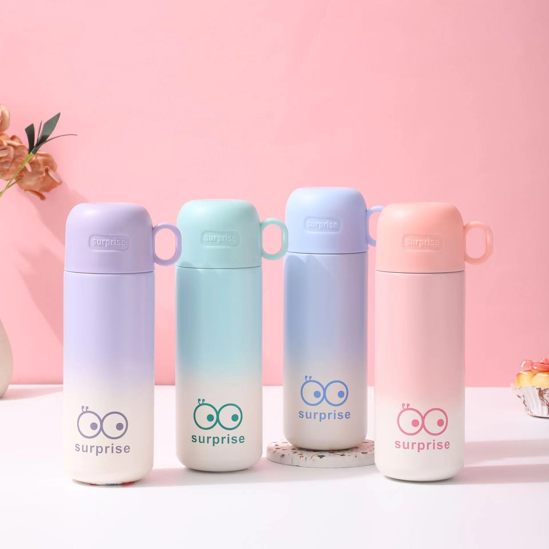 New 316 stainless steel insulated cup, outdoor portable hand-held ring bouncy cup, boys' and girls' students' cute children's cup details Picture
