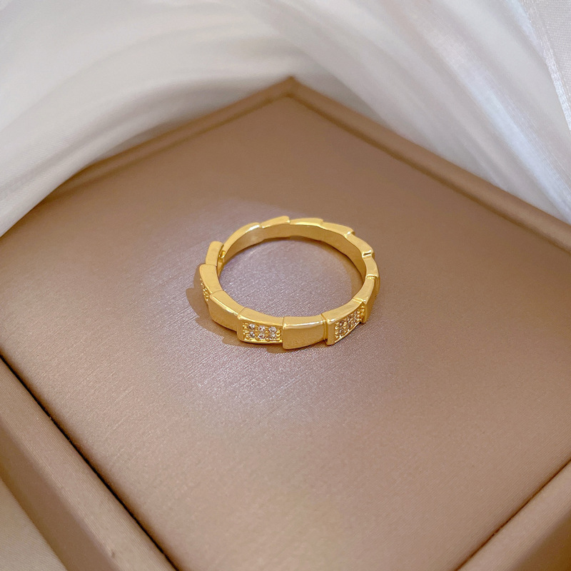 【 True Gold 】 Layered bamboo joint Full diamond ring with adjustable opening, simple Japanese-style bracelet, couple rings Specification drawing