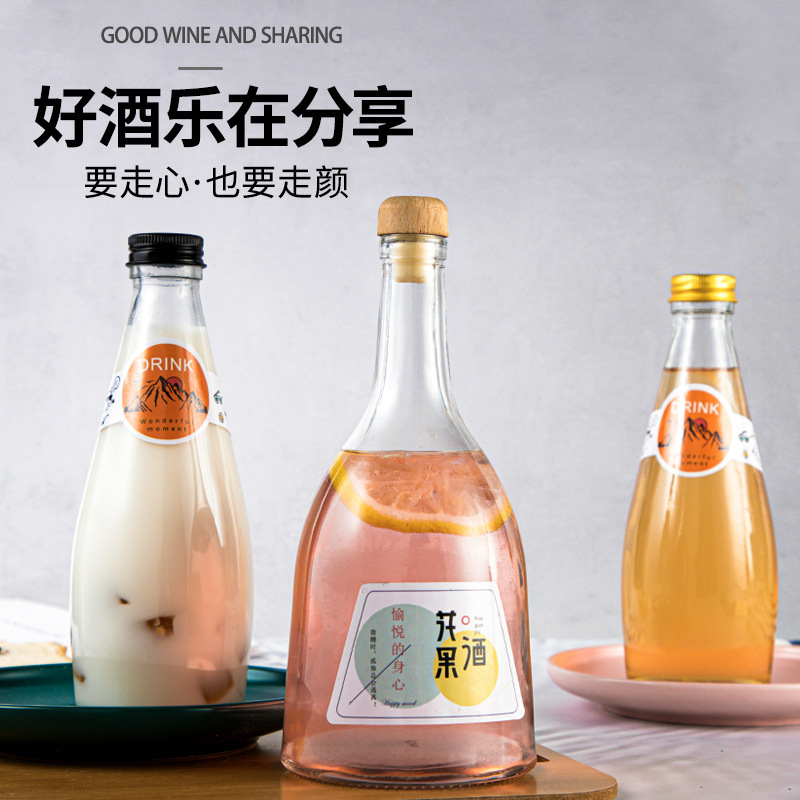 New Dueros Tinghai fruit wine bottle, glass beverage bottle, household plum wine bottle, wine sealed bottle, glass bottle Specification drawing
