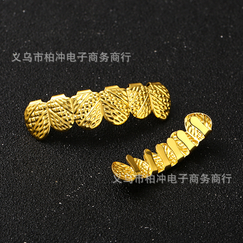 Hip-hop braces, Easter and Halloween mascots, dance party Hip-hop braces, real gold electroplated smooth surface twill style braces details Picture