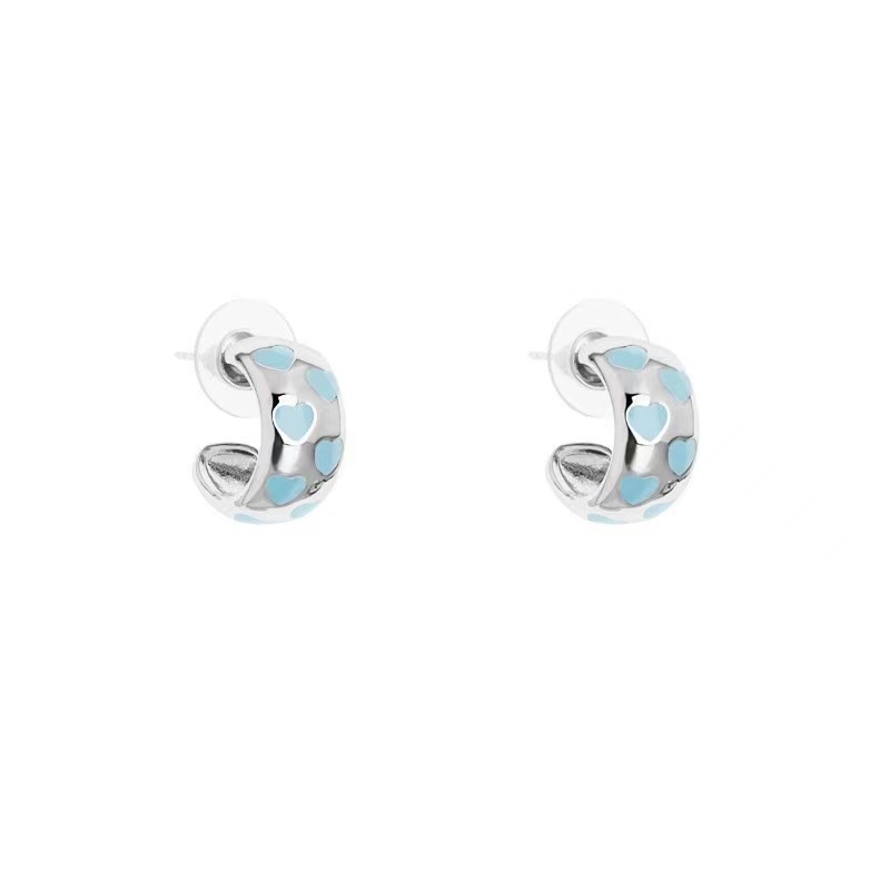 Fresh and elegant, sweet and niche, oil-dripping C-shaped stud earrings for women on Instagram, a new versatile and popular ear accessory from Japan and South Korea Item Picture