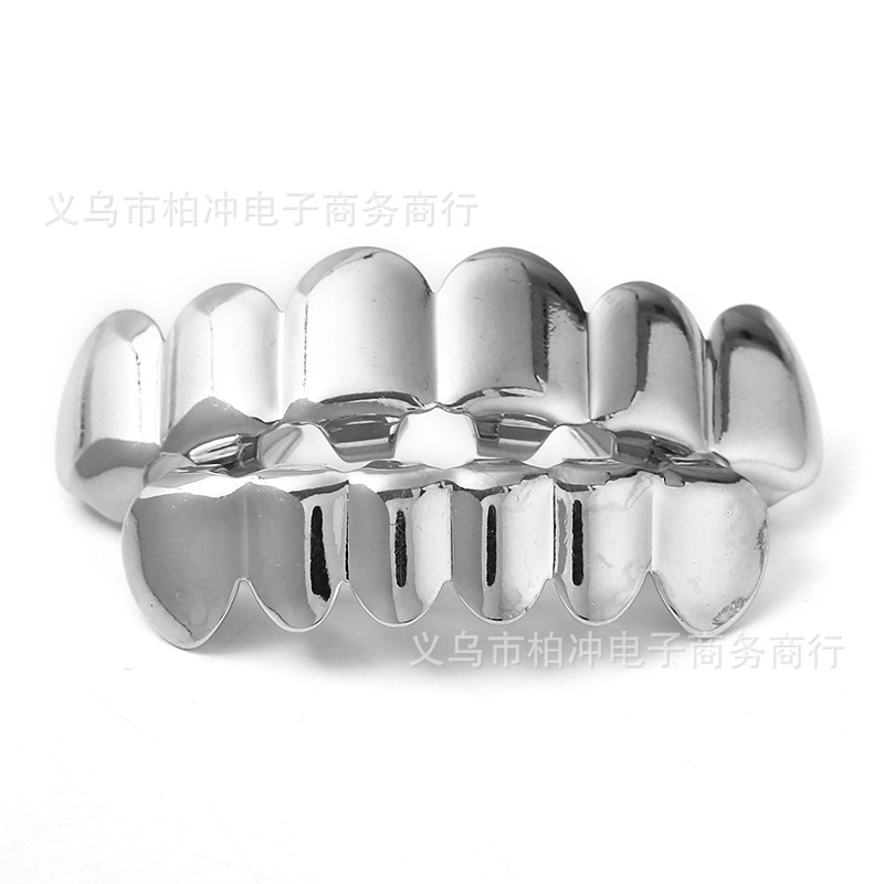 European and American cross-border gold-plated dentures, hip-hop rap men's and women's smooth teeth, teeth grillz hip-hop teeth details Picture