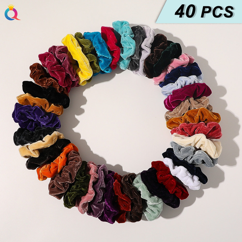 Qiyue Korean version 40-color candy-colored velvet large intestine hair band autumn and winter ponytail bun Velvet large intestine hair band details Picture