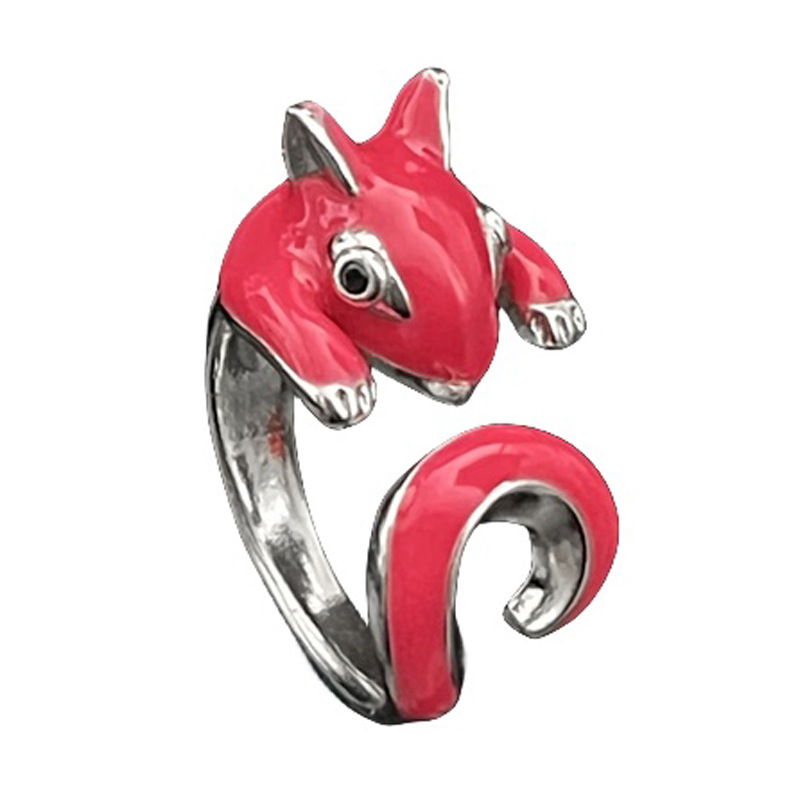 Cute and playful little animal drip glaze open ring, unique cartoon sweet and cool personality of female student, best friend food ring trend Item Picture