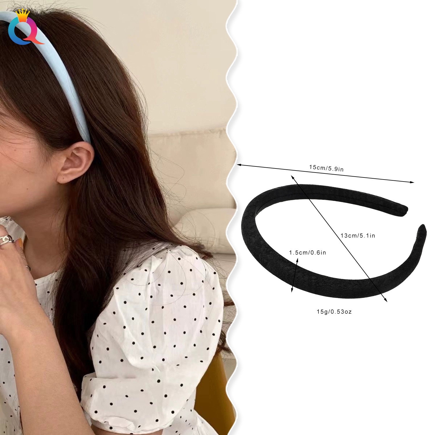 Qiyue Korean version fine-edge hair band, high-end and fresh patterned headband, versatile for going out, wholesale of hair clips and hair accessories for girls details Picture
