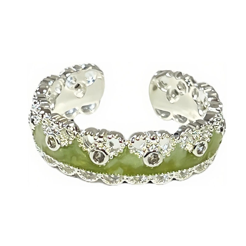Chinese-style enamel auspicious cloud elegant and high-end open ring, a women's ethnic style embossed flower light luxury and versatile ring Item Picture