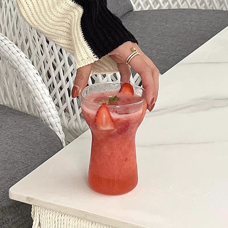 Creative high borosilicate transparent glass cold drink milk tea cup for home breakfast, simple single-layer glass cup details Picture