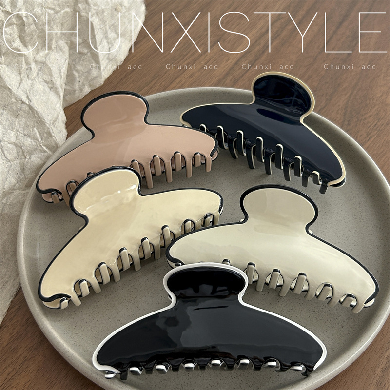 Medium and large-sized acetate acrylic hair clips, Japanese and Korean fashionable and elegant hair clips, versatile solid color clips, headwear and hair accessories full figure
