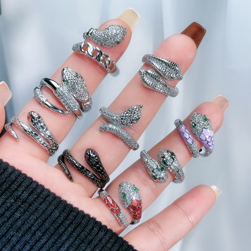 French light luxury high-end snake-shaped individual open ring, punk style, sweet, cool, fashionable and exquisite index finger ring trend details Picture