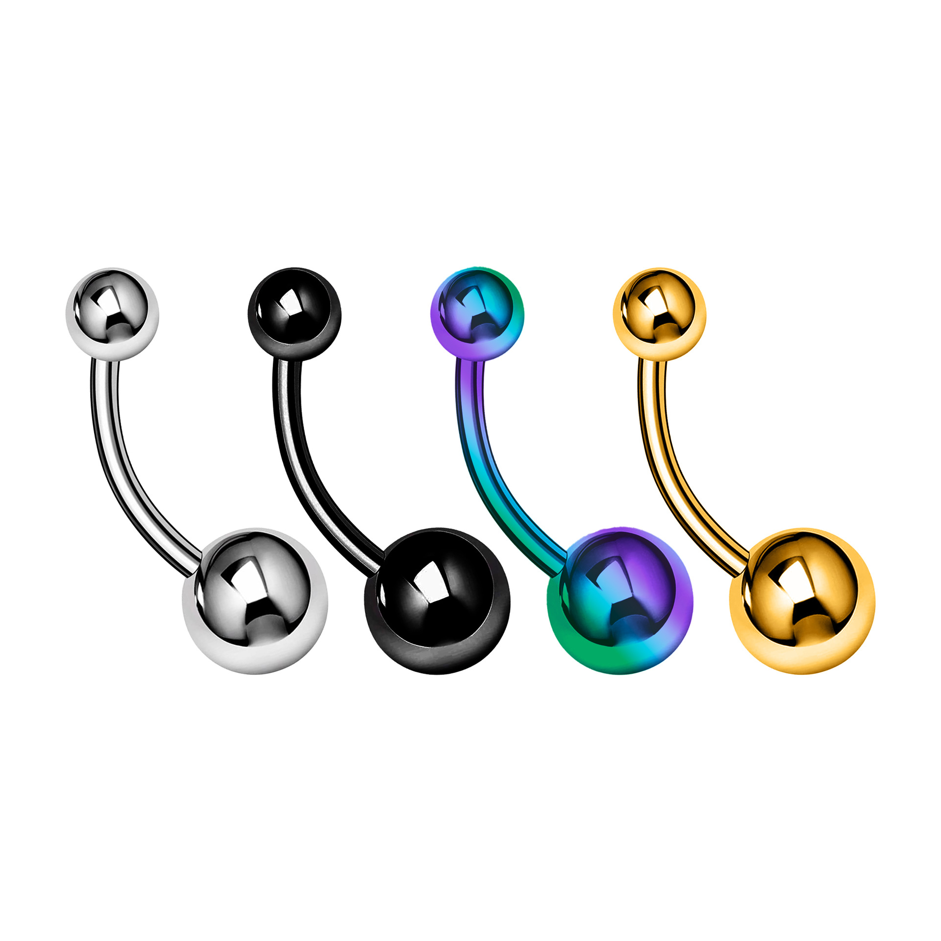 Stainless steel water diamond navel nail, simple curved rod, 14G double ball navel ring, Amazon cross-border e-commerce factory in stock undefined
