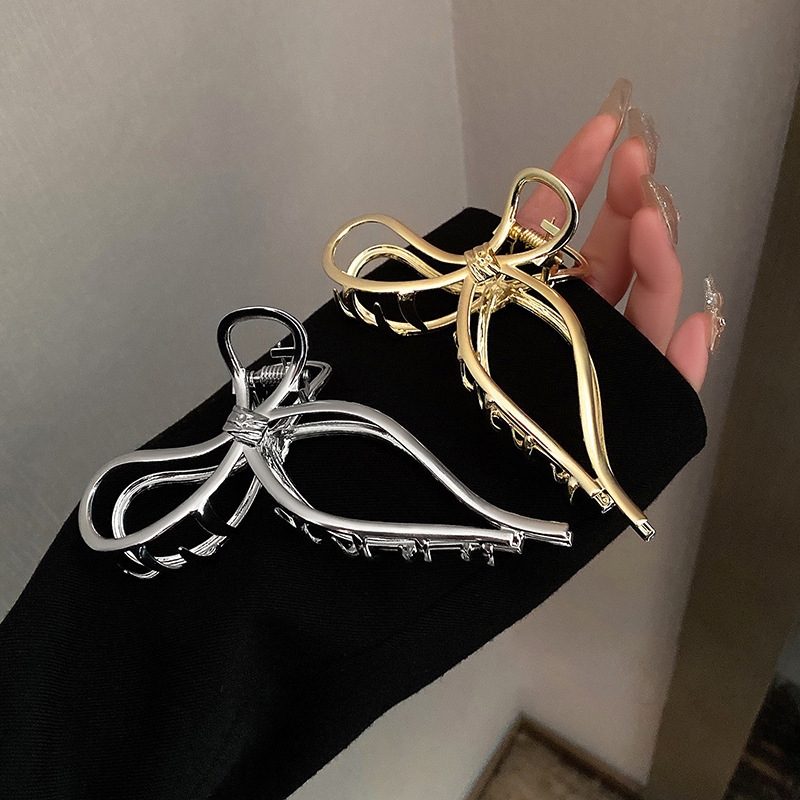 2025 New cool style bow hairpin, back head updo hair clip, large internet-famous shark clip hair accessory, hairpin Specification drawing
