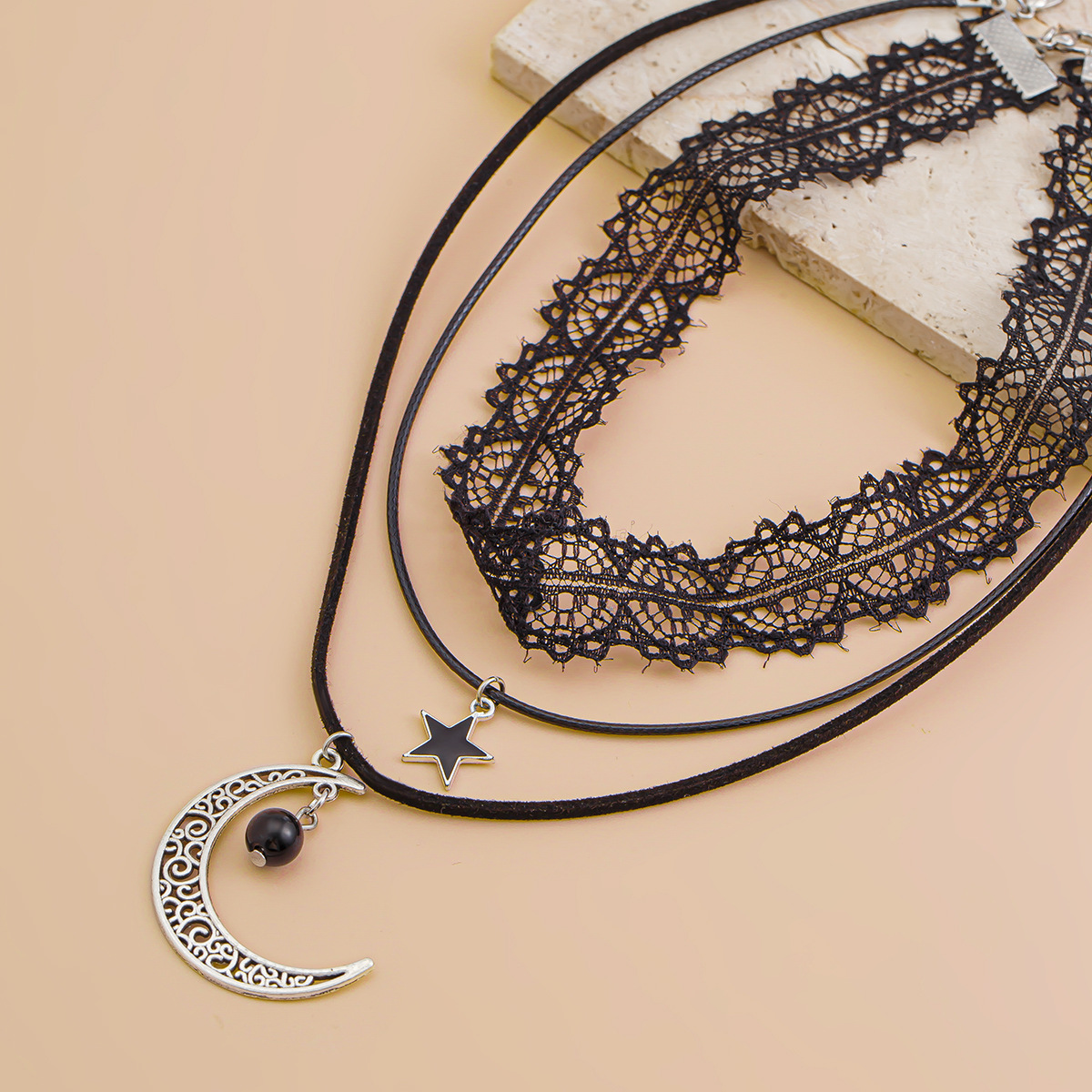 European and American cross-border accessories, court-style Lolita lace necklace, Halloween retro multi-layer collarbone chain for women Specification drawing